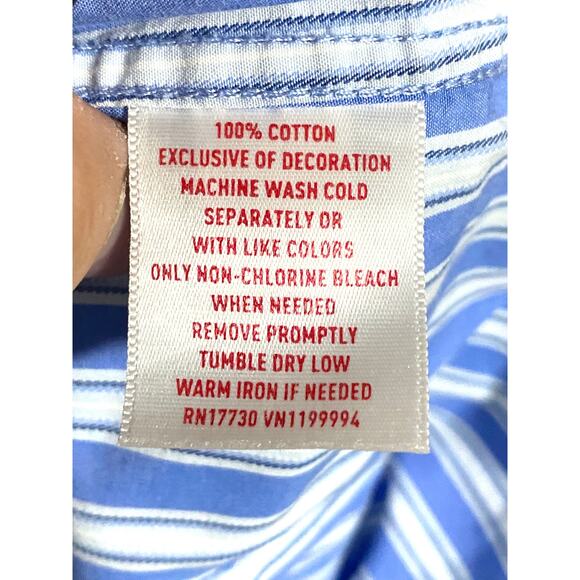 Mossimo Supply Co. Mens XL Blue White Striped Button Down Shirt Pocket Logo - Picture 6 of 6